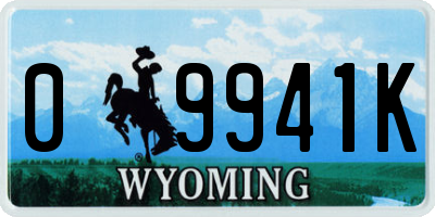 WY license plate 09941K