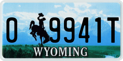 WY license plate 09941T