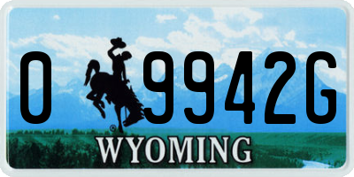 WY license plate 09942G