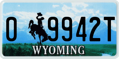 WY license plate 09942T