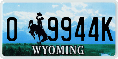 WY license plate 09944K