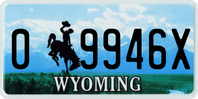 WY license plate 09946X