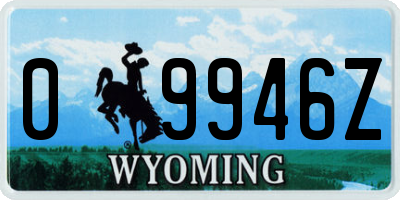 WY license plate 09946Z
