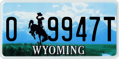 WY license plate 09947T
