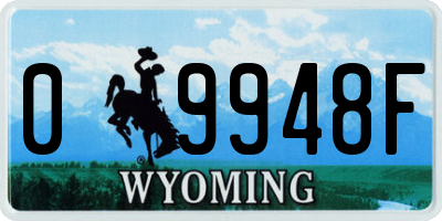 WY license plate 09948F