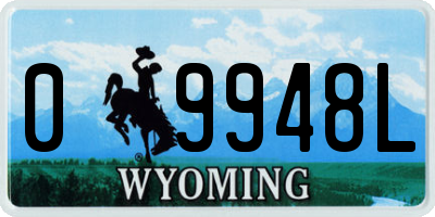 WY license plate 09948L