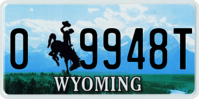 WY license plate 09948T