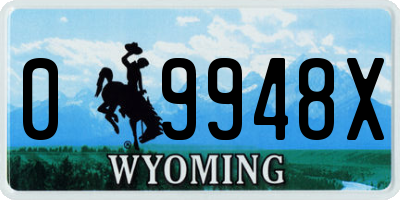 WY license plate 09948X
