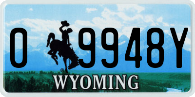 WY license plate 09948Y