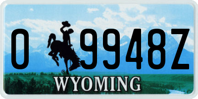 WY license plate 09948Z