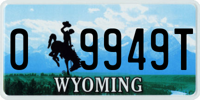 WY license plate 09949T