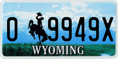 WY license plate 09949X