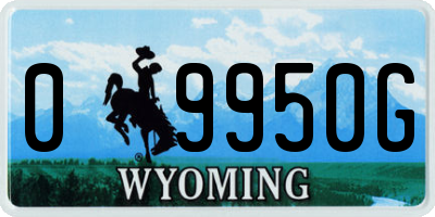 WY license plate 09950G