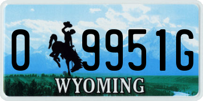 WY license plate 09951G