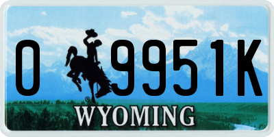 WY license plate 09951K