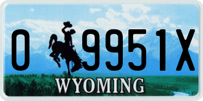 WY license plate 09951X