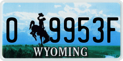 WY license plate 09953F