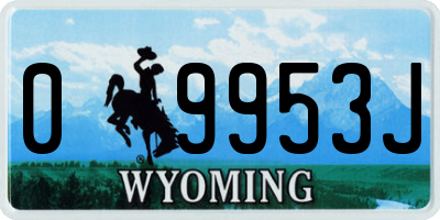 WY license plate 09953J