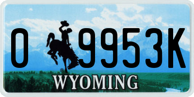 WY license plate 09953K