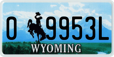 WY license plate 09953L