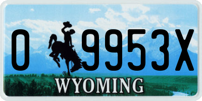 WY license plate 09953X