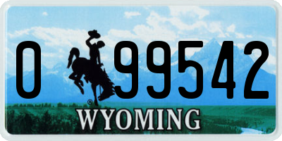 WY license plate 099542