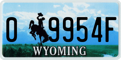 WY license plate 09954F