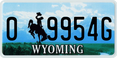 WY license plate 09954G
