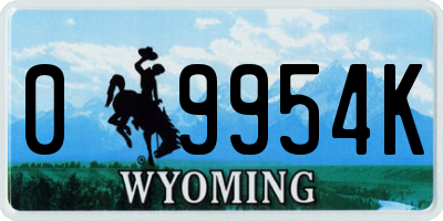 WY license plate 09954K
