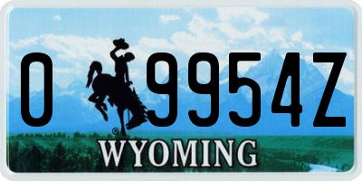 WY license plate 09954Z