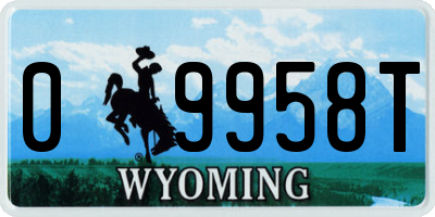 WY license plate 09958T