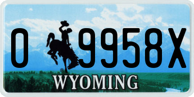 WY license plate 09958X
