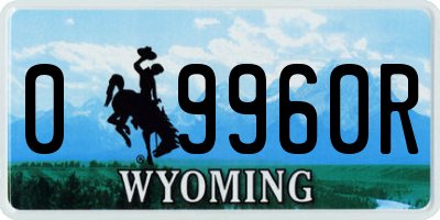 WY license plate 09960R