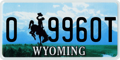 WY license plate 09960T