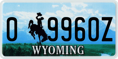 WY license plate 09960Z