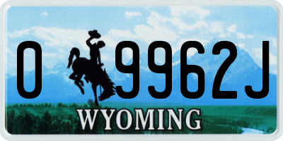 WY license plate 09962J