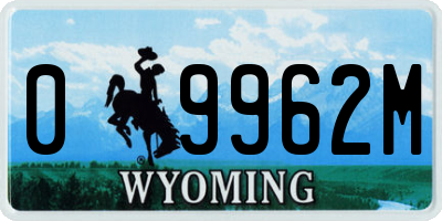 WY license plate 09962M