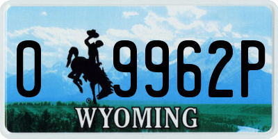 WY license plate 09962P