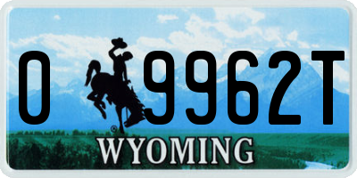 WY license plate 09962T
