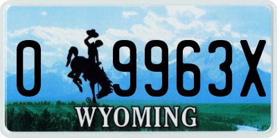 WY license plate 09963X