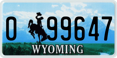WY license plate 099647