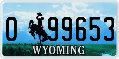 WY license plate 099653