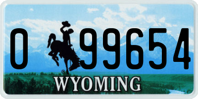 WY license plate 099654
