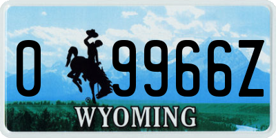 WY license plate 09966Z