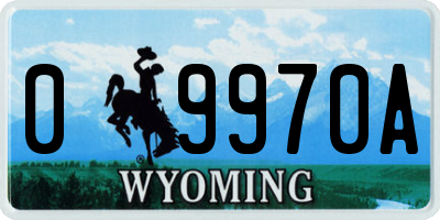 WY license plate 09970A