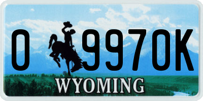 WY license plate 09970K
