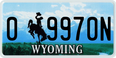 WY license plate 09970N