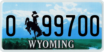 WY license plate 09970O