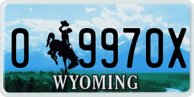 WY license plate 09970X