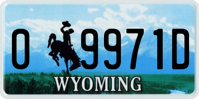 WY license plate 09971D